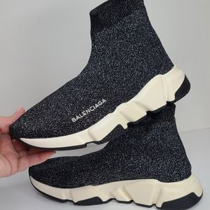 - Balenciaga Metallic Black Speed cloth Trainers Limited Edition (Size 37)